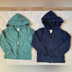Set of 2 Crewcuts J Crew Kids Hoodie Sweatshirt Full Zip Sz XS 4-5
